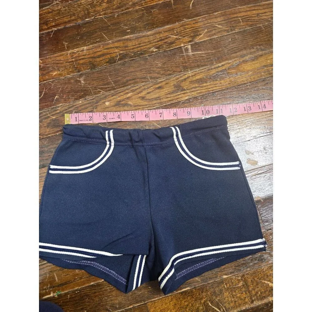Vintage 60s 70s Navy Blue Boys Shorts Swim Trunk Donmoor Whale